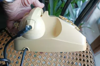 Telefono vintage beige con disco