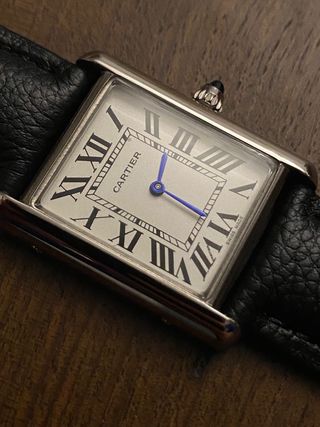 Reloj Cuero Negro y Plateado