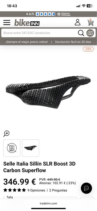 Sillín Selle Italia SLR 3D Negro