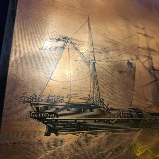 Grabado antiguo Reina Cristina en cobre