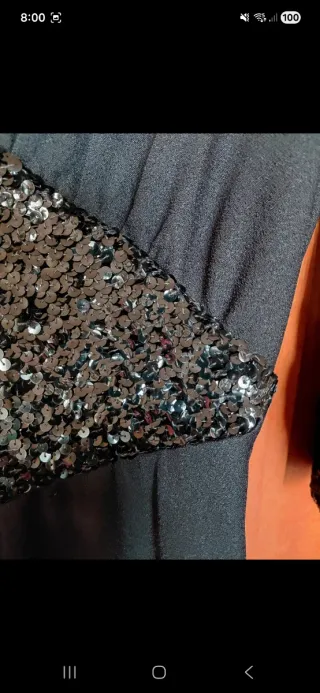 Vestido vintage negro lentejuelas. Marca GABERTY.