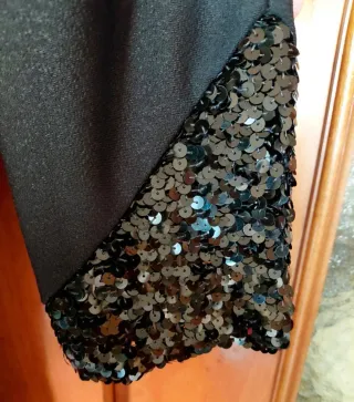 Vestido vintage negro lentejuelas. Marca GABERTY.