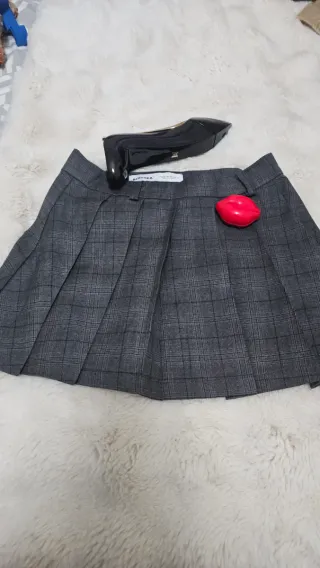 Falda Plisada Cuadros Bershka