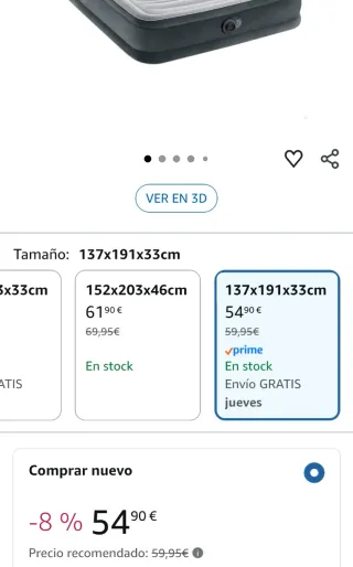Colchón inflable Intex 191x137x33 nuevo