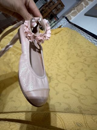 Bailarina niña comunión beige/rosa