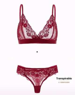 Conjunto lencería encaje rojo