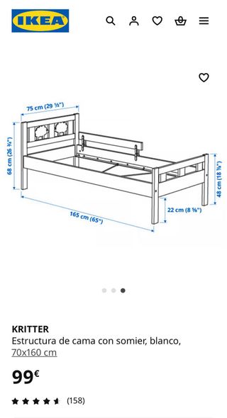 Cama infantil IKEA blanca con colchón