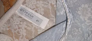Slip in pizzo bianco e fantasia floreale azzurra