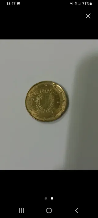 Moneda 20 céntimos Malta 2008 con su escudo.