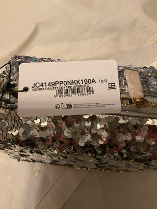 Borsa Love Moschino paillettes argento oro