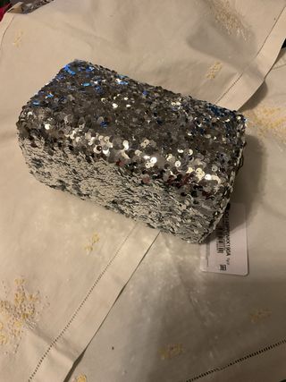 Borsa Love Moschino paillettes argento oro