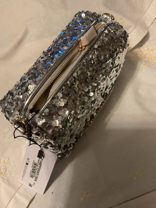 Borsa Love Moschino paillettes argento oro