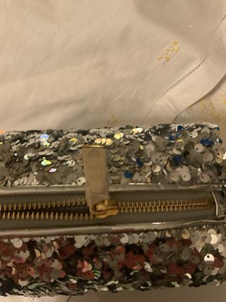 Borsa Love Moschino paillettes argento oro