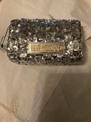 Borsa Love Moschino paillettes argento oro