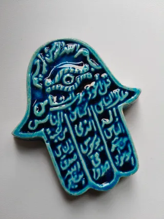 Mano de Fátima azul cerámica Egipto
