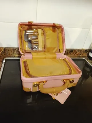 Maletín maquillaje rosa y marrón