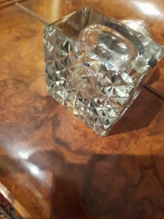 Tintero cristal tallado plata