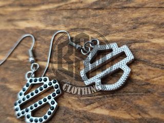 Orecchini Harley Davidson con strass neri