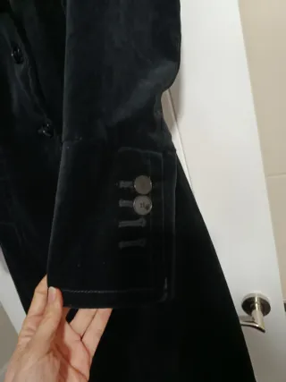 Abrigo Terciopelo Negro Fiesta. Largo.yt elegante.