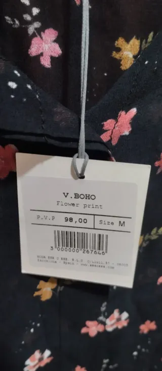 Vestido Boho Negro Estampado Floral