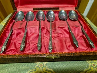 Juego 6 cucharas antiguas de plata