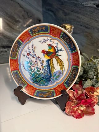 Prato Decorativo Japonês Vintage - Faisões