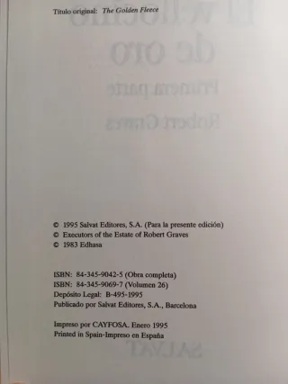 El vellocino de Oro. Robert Graves.