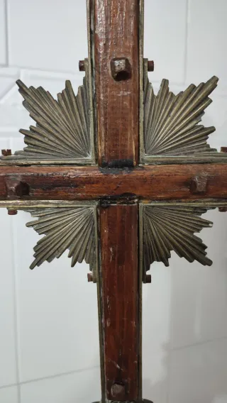 Cruz de altar antigua bronce S.XIX