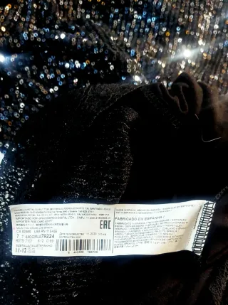 Vestido lentejuelas negro y plata