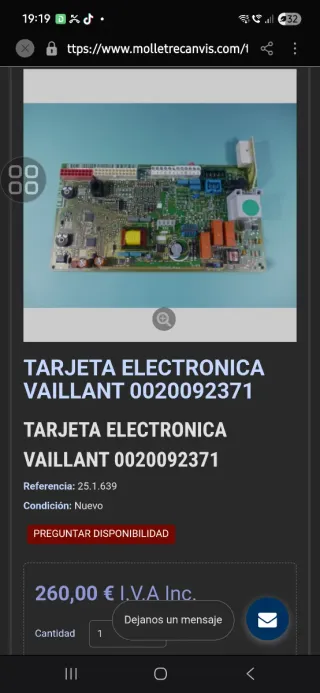 Tarjeta Electrónica Vaillant 0020092371