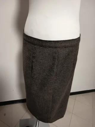 Gonna a quadri marrone e grigio