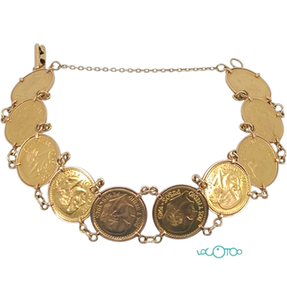 PULSERA DE ORO DE 18 KILATES CON 10 MONEDAS