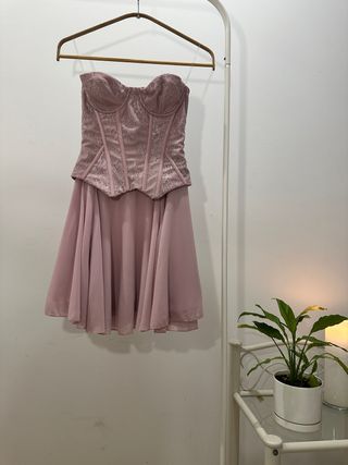 Vestido Corsé Encaje Rosa Oh Polly