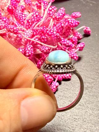Anillo Plata 925 Vintage Larimar Natural