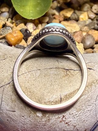Anillo Plata 925 Vintage Larimar Natural