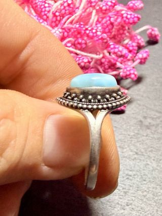 Anillo Plata 925 Vintage Larimar Natural