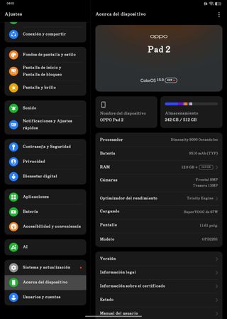Tablet OPPO Pad 2 11,6” – muy potente