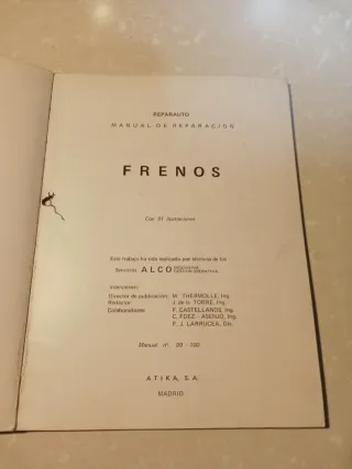 Manual de reparaciones de frenos de coches antiguo