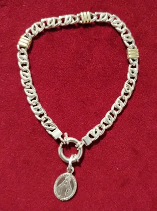 Pulsera plata con apliques oro