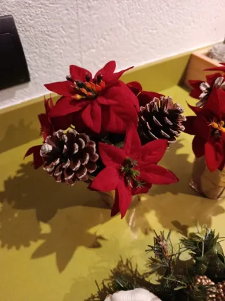 Adornos Navideños Flores Rojas y Blancas