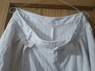 Pantalón lino blanco rayas