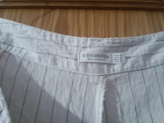 Pantalón lino blanco rayas