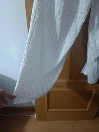 Pantalón lino blanco rayas