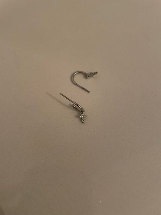 Pendientes aro plata cruz circonitas