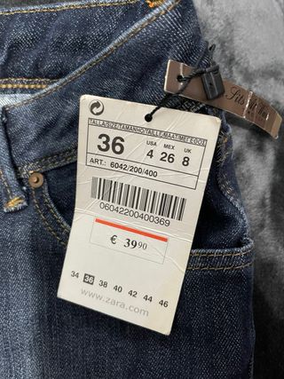 Vaqueros ZARA Talla S/36 AZUL OSCURO