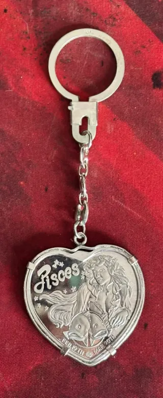 Llavero Plata Corazón Piscis
