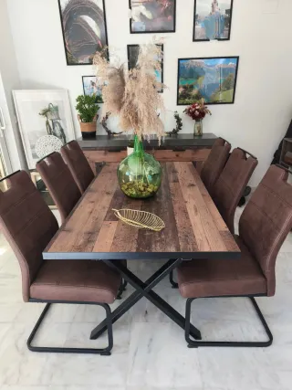 Mesa Comedor Extensible Madera y Metal Negra