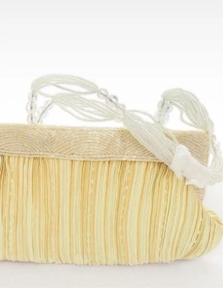 Clutch Menbur vintage anni ’90 raso avorio con per