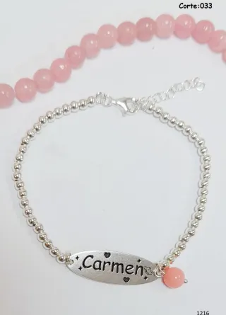 Pulsera plata 1 ley con el nombre