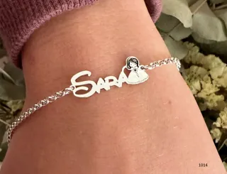 Pulsera Plata Nombre + Figura comunión